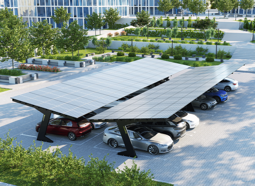 Parking z panelami fotowoltaicznymi